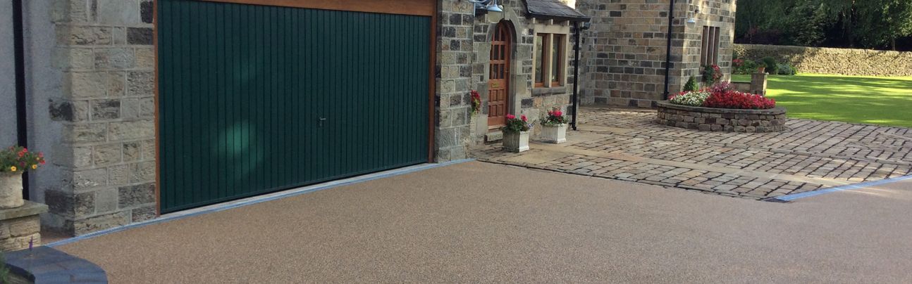 Resin driveway with garage