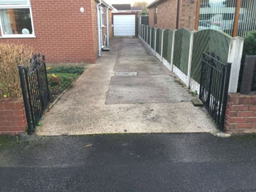 Before image of a driveway in South Elmsall